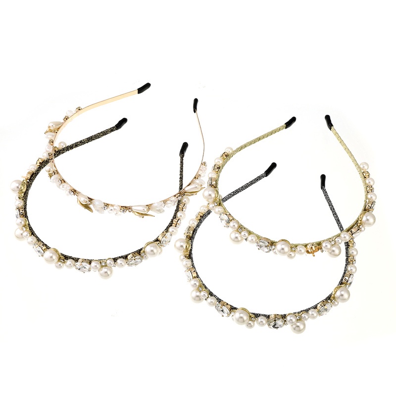 Korean Baroque Pearl Rhinestone Headband Fashion Temperament Diamond Hairband Women Hair Accessories