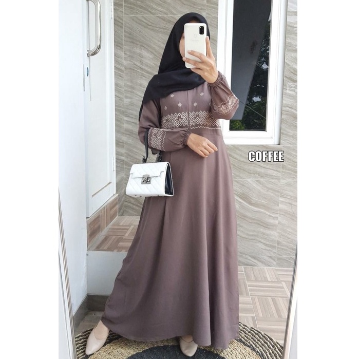 GAMIS ITY CREPE BORDIR DRESS BROKAT TERBARU