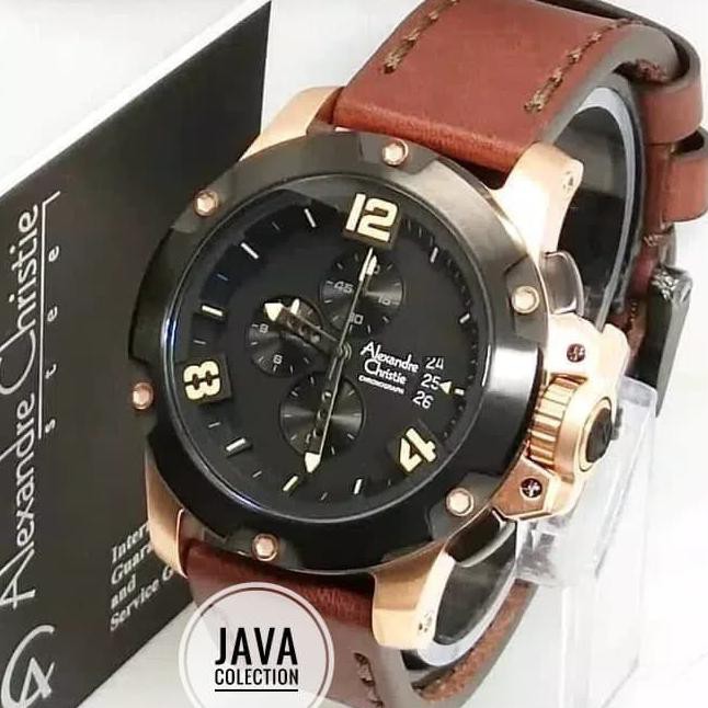 Jam Tangan Pria Original Alexandre Christie 6295 Black Rosegold