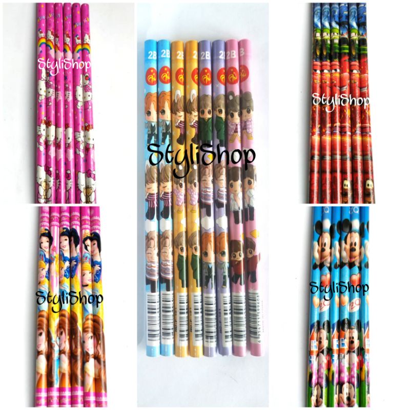 

(12pcs) Pensil Kayu Karakter Anak, Pensil Motif Kartun dan Film, Pencil