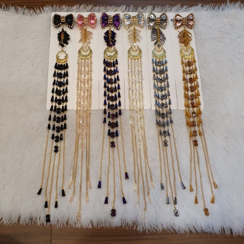 Bros Jilbab Panjang | Bros Dagu Panjang Mewah | Bros Juntai Panjang Kristal Swarovski | Bros Hijab P