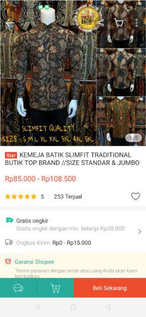 Kemeja Batik Slimfit Traditional Butik Top Brand //size Standar & Jumbo