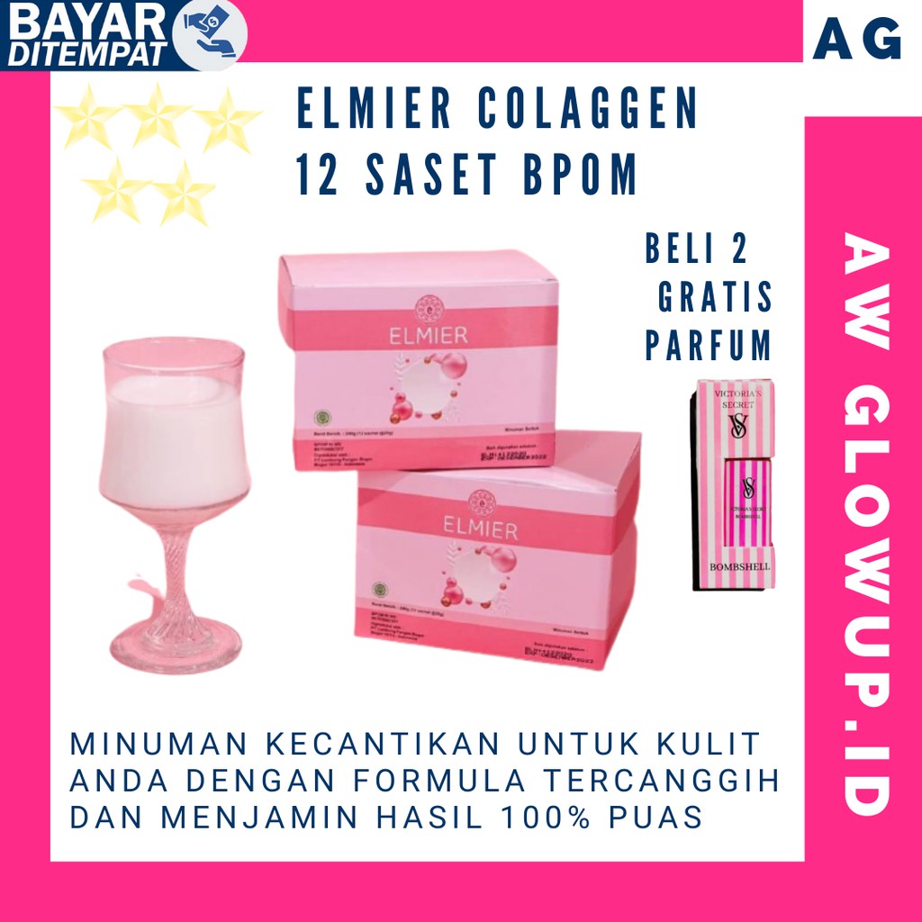 ELMIER Collagen Drink Original colagen  Minuman Kolagen mencegah Bopeng Bekas Jerawat BPOM HALAL