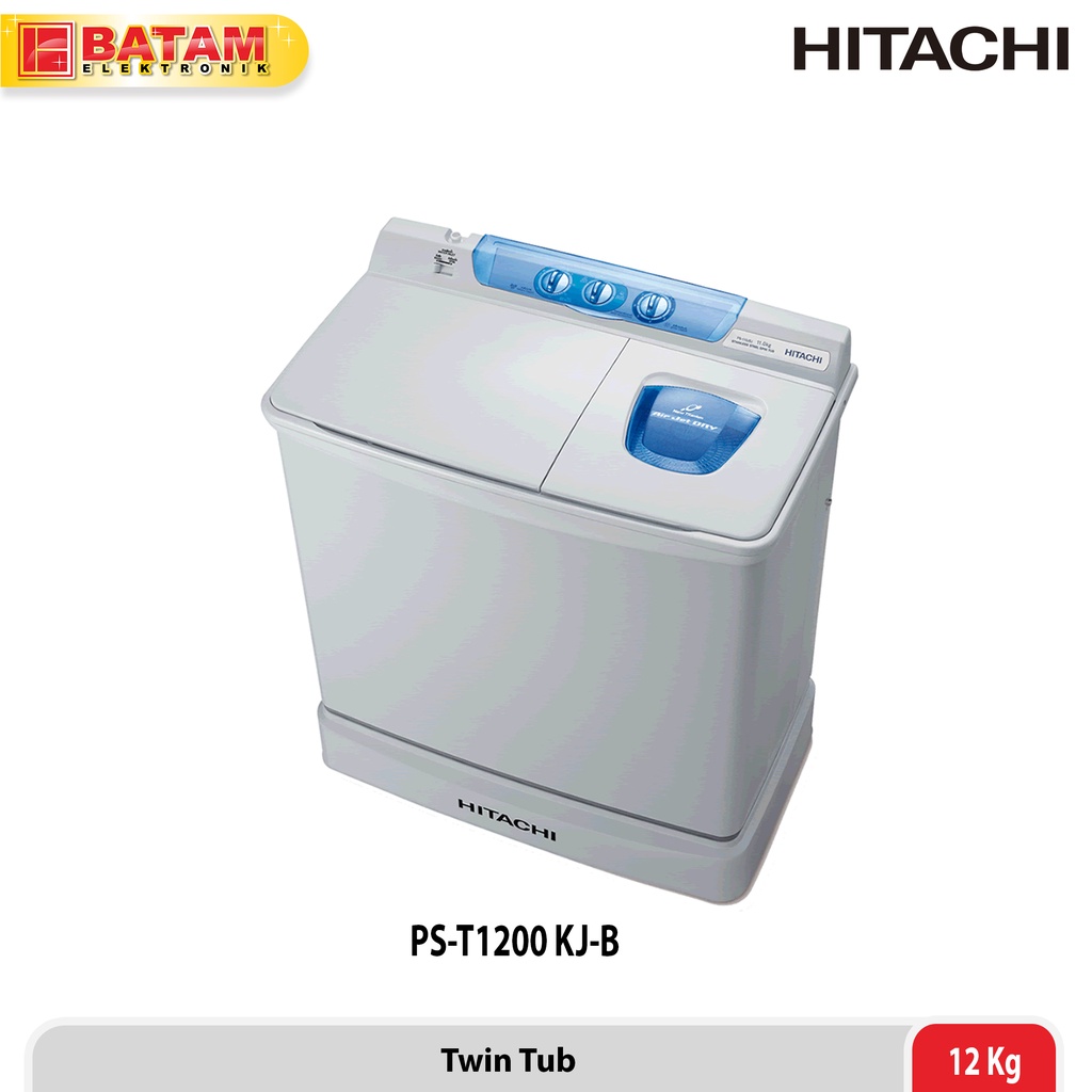 HITACHI MESIN CUCI 2 TABUNG PS 1200 KJ-B 12 kg (grey)