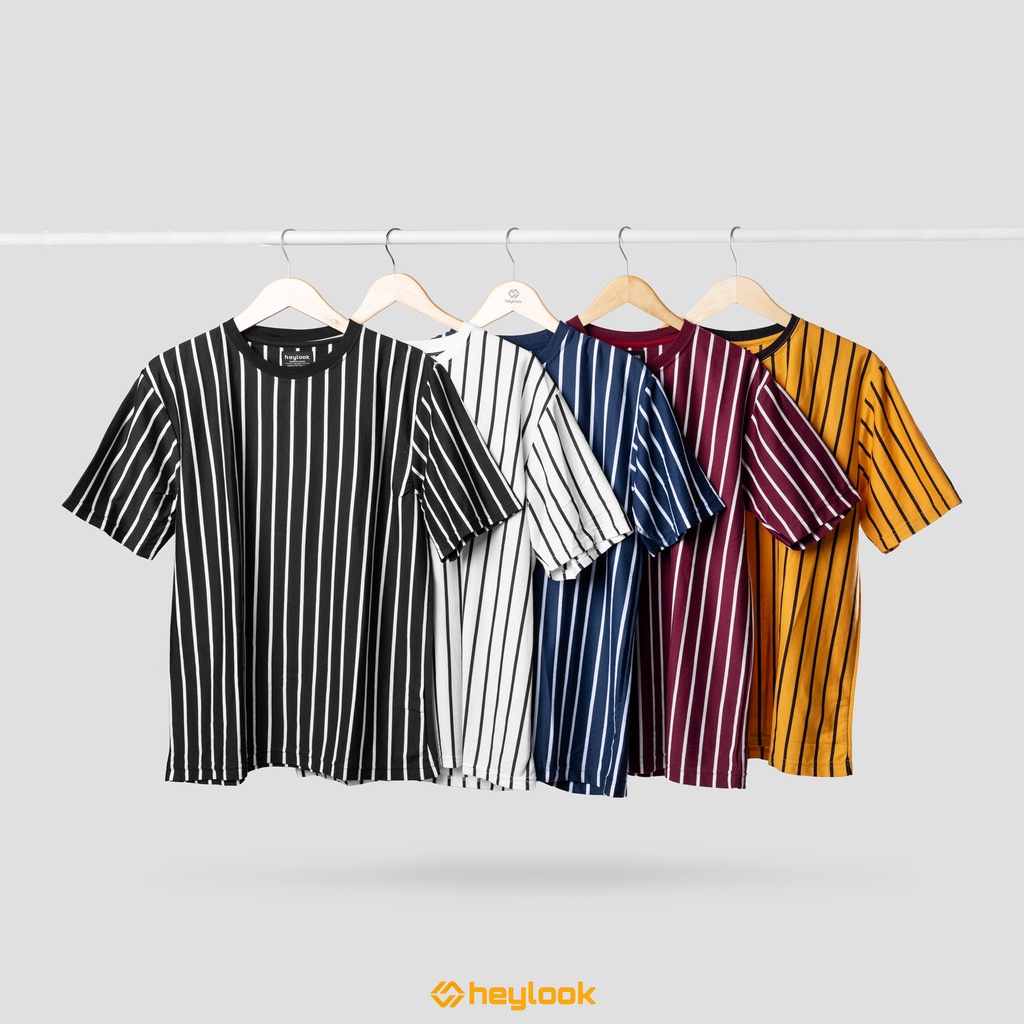 Kaos Stripe Salur Pria Wanita Tshirt Garis Garis Vertikal Premium Kaos Lengan Pendek Original Branded Baju Strip Cowok Cewek