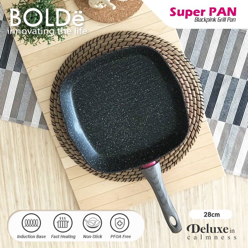 Super GRILL PAN 28 cm Granite Blackpink Series Original BOLDe