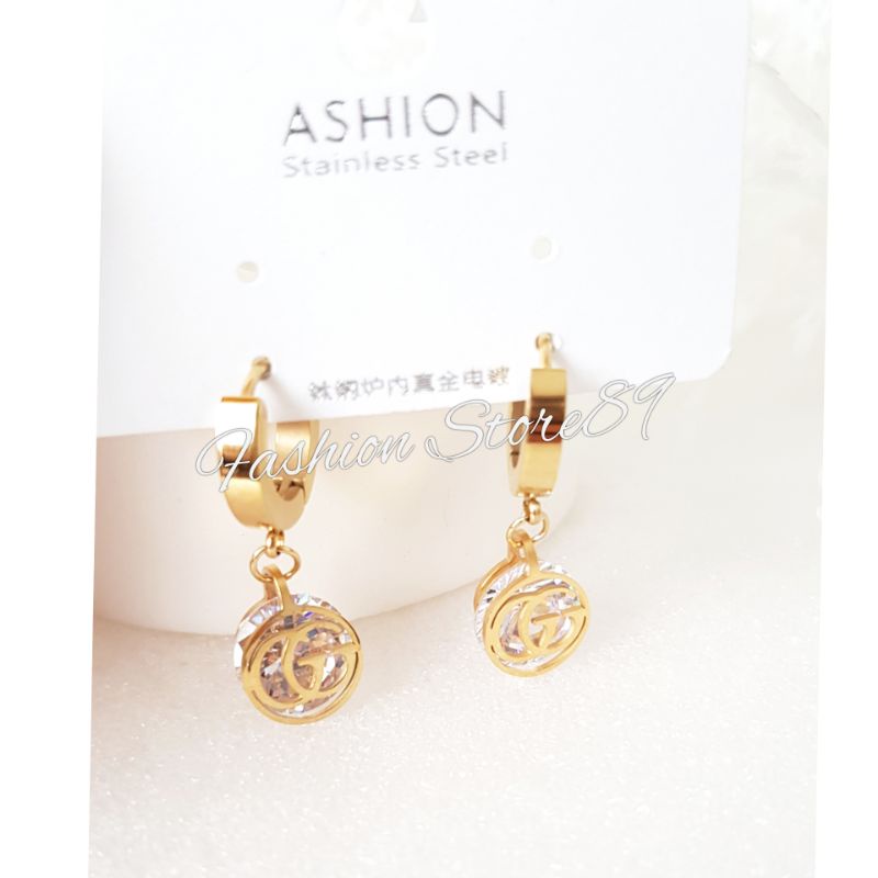 Anting jurai impor Titanium gold Fashion Antikarat Anting Branded Fashion Titanium