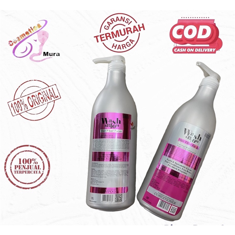 [ 1000 ml ] inaura wash and blow shampo botol pump 1 liter | shampo dan conditioner inaura wash &amp; blow