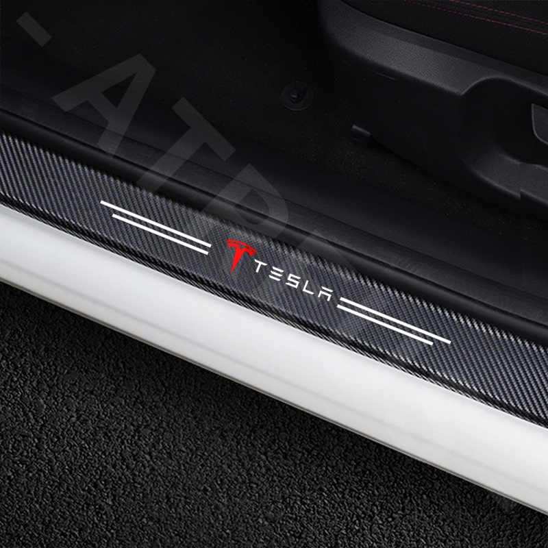Stiker Strip Carbon Fiber Pelindung Pintu Mobil Untuk Tesla Model 3 Model Y X