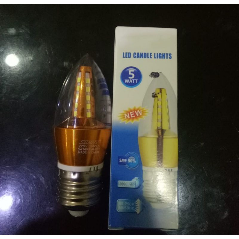 Lampu Led Candle 5W 5 Watt Fiting E14 dan E27 Kuning