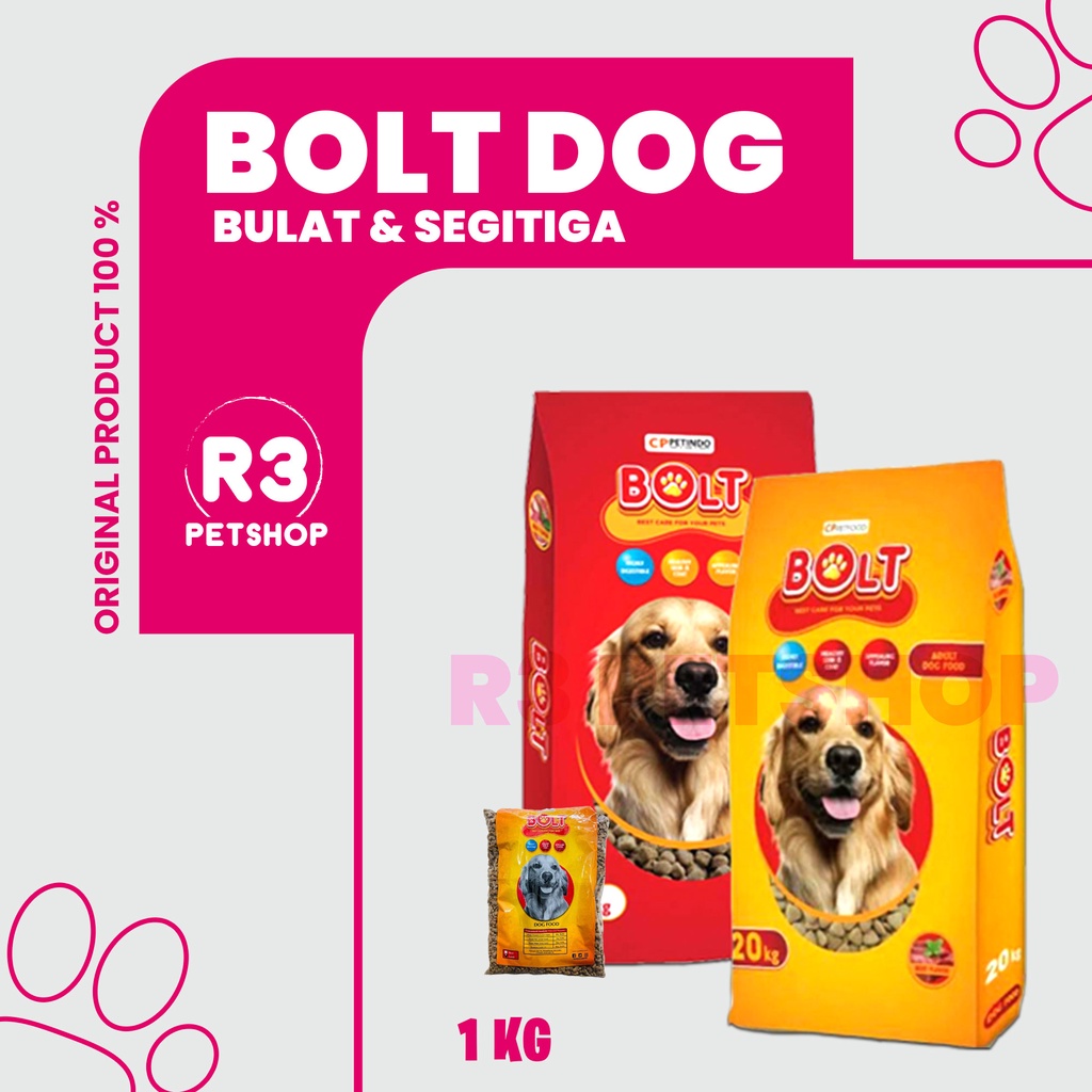 Bolt Dog Makanan Anjing kering rasa Beef 1kg All Varian