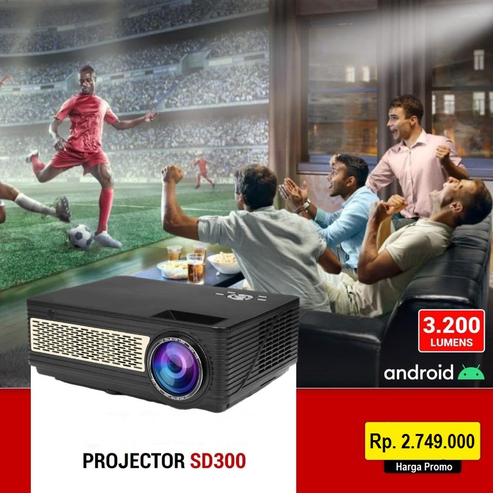 LCD LED PROJECTOR ANDROID FULL HD HOME THEATER 3200 LUMENS - EVD SD300