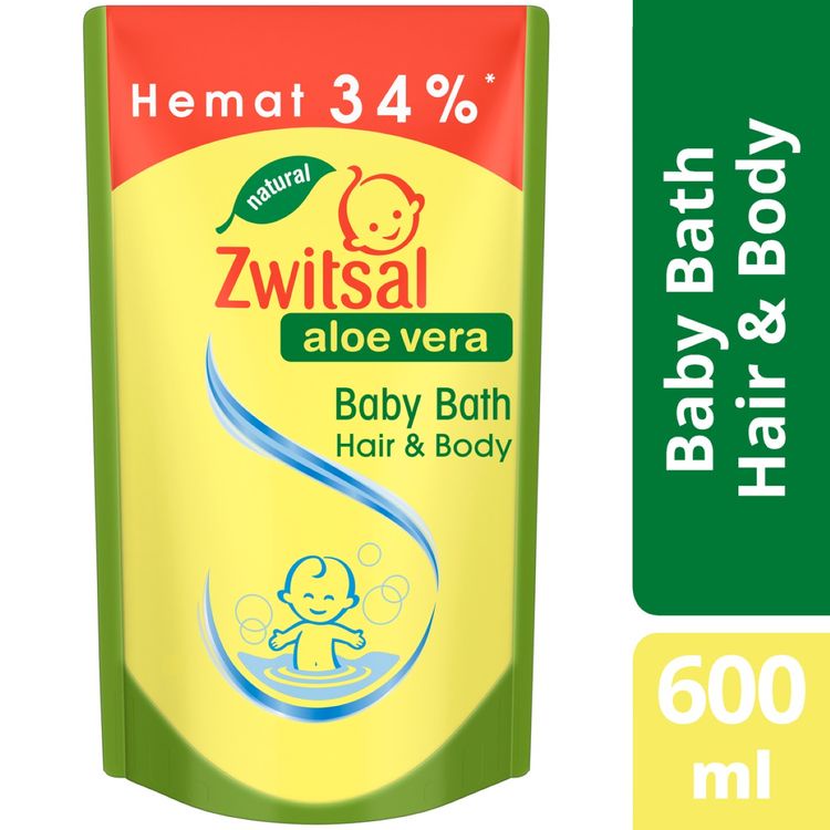 Zwitsal Baby Bath Hair & Body Aloe Vera 600ml Refill
