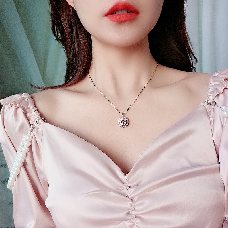 Kalung Lapis Emas 18K Bahan Titanium Steel Anti Air Untuk Wanita