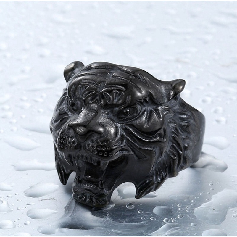 Cincin Silver Punk Motif Harimau untuk PriaXIANGXIAN