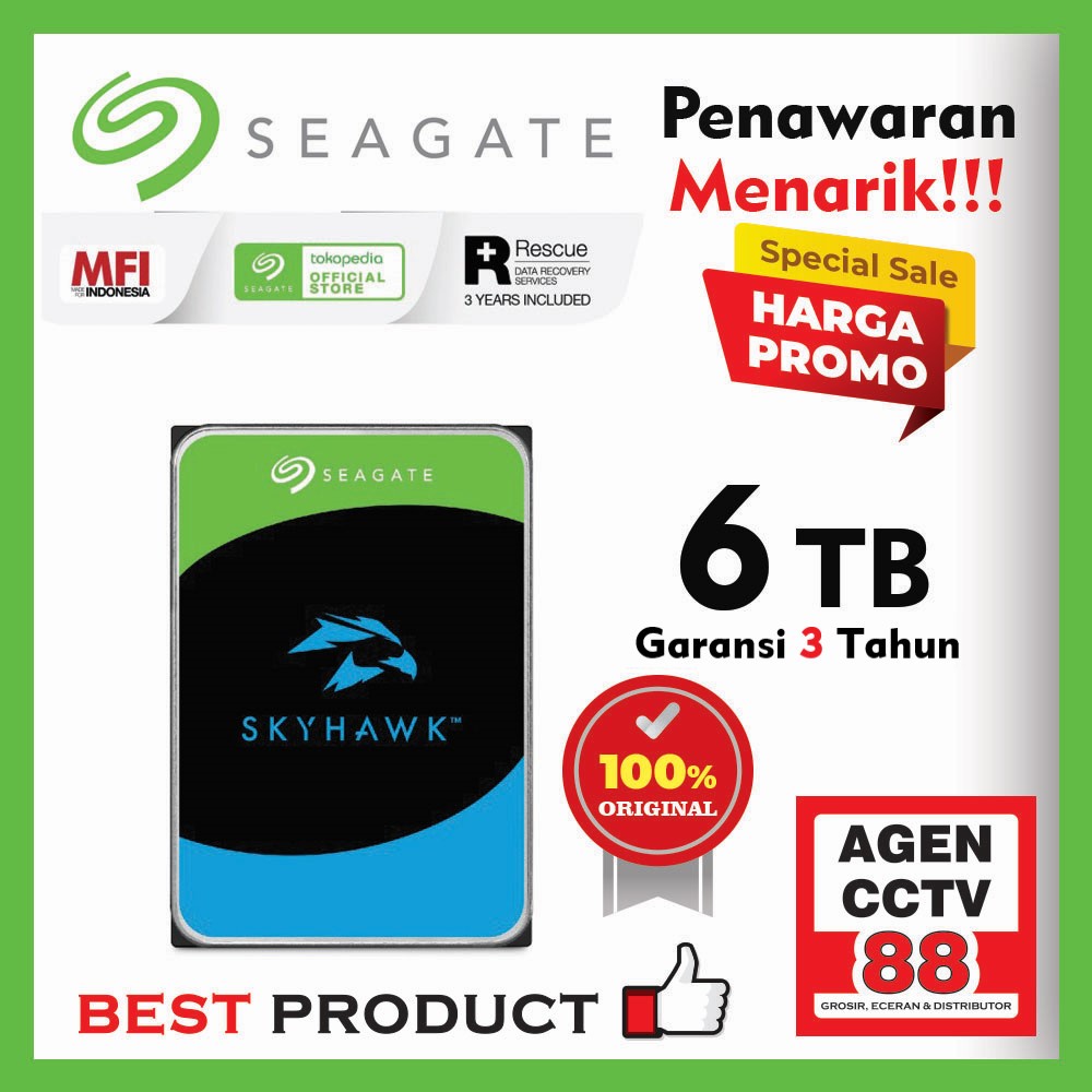 Harddisk Hardisk HDD CCTV Seagate Skyhawk 6TB MFI ORIGINAL 100%