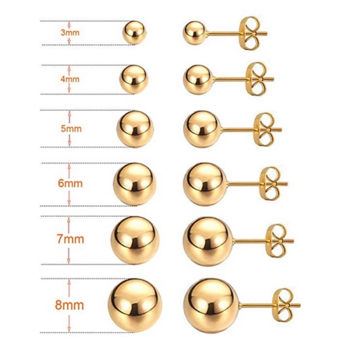 Anting Stud 925 Silver Gold Plated Bentuk Bola Kecil Warna Hitam Untuk Aksesoris