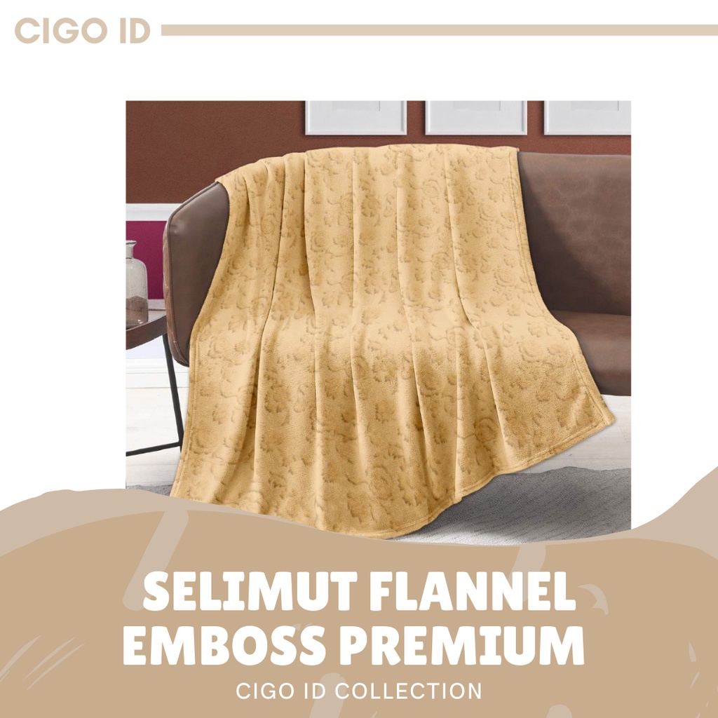 SELIMUT FLANNEL PREMIUM BULU ELMORE EMBOSS UK 180x200 &amp; 220x200 TEBAL