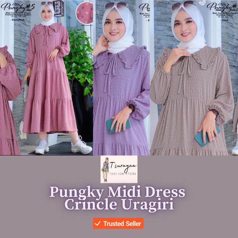 Pungky Midi Dress Crincle Polos Dotty Uragiri