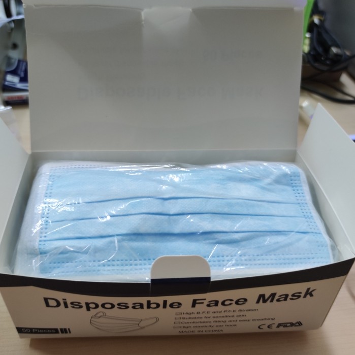 DISPOSABLE FACE MASK / MASKER 3 PLAY ISI 50 PCS / MASKER MEDIS