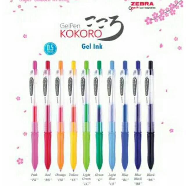

Pulpen zebra Tinta Warna Kokoro Gel 0.5mm Cetekan