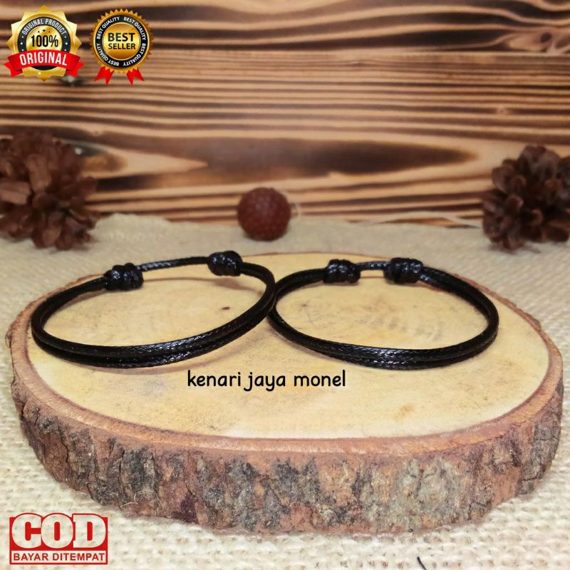 Gelang couple korea hitam polos mengkilap pria wanita