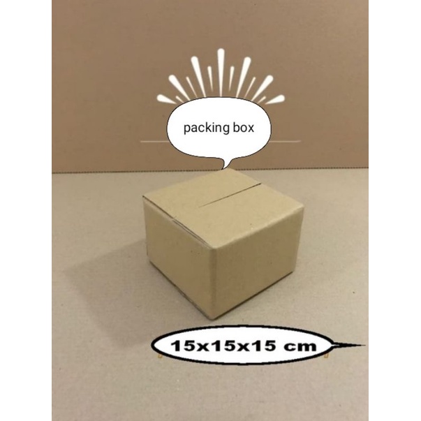 

karton/dus UK.15x15x15cm.single wall.luar polos dalem ada tulisan/gambar