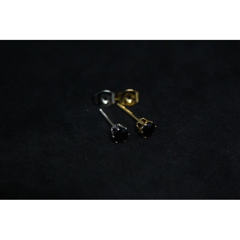 Anting Tusuk Permata Hitam Zircon Import Wanita