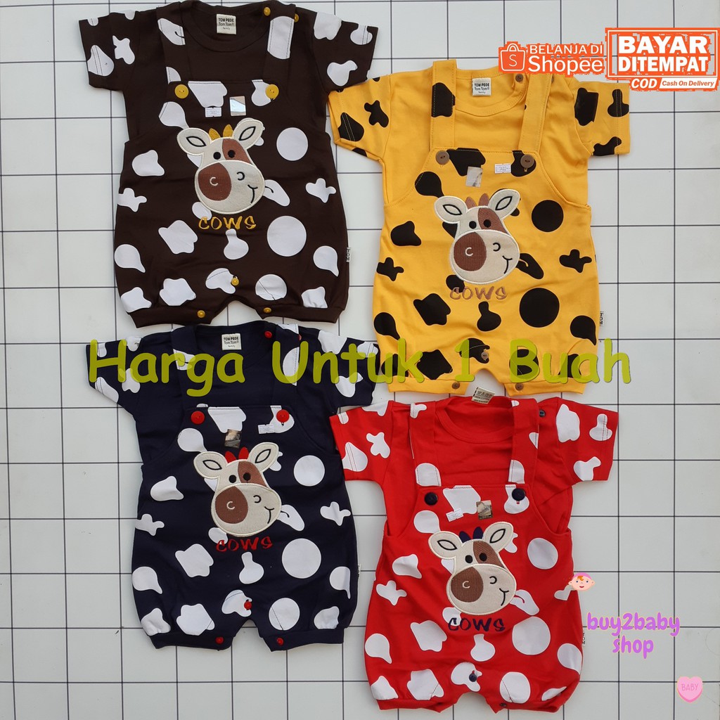 Baju kodok bayi overall pendek bayi model wearpack Cow Series Tom-Tom 6-12 Bulan 1 PCS