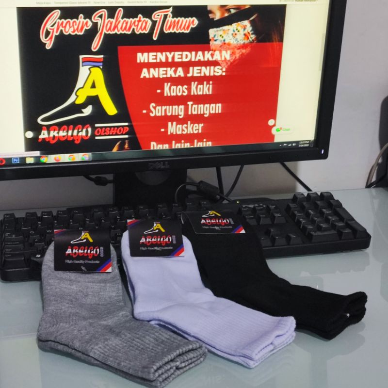 KAOS KAKI SPORT TEBAL POLOS PENDEK DIATAS MATA KAKI/KAOS KAKI OLAHRAGA TEBAL POLOS