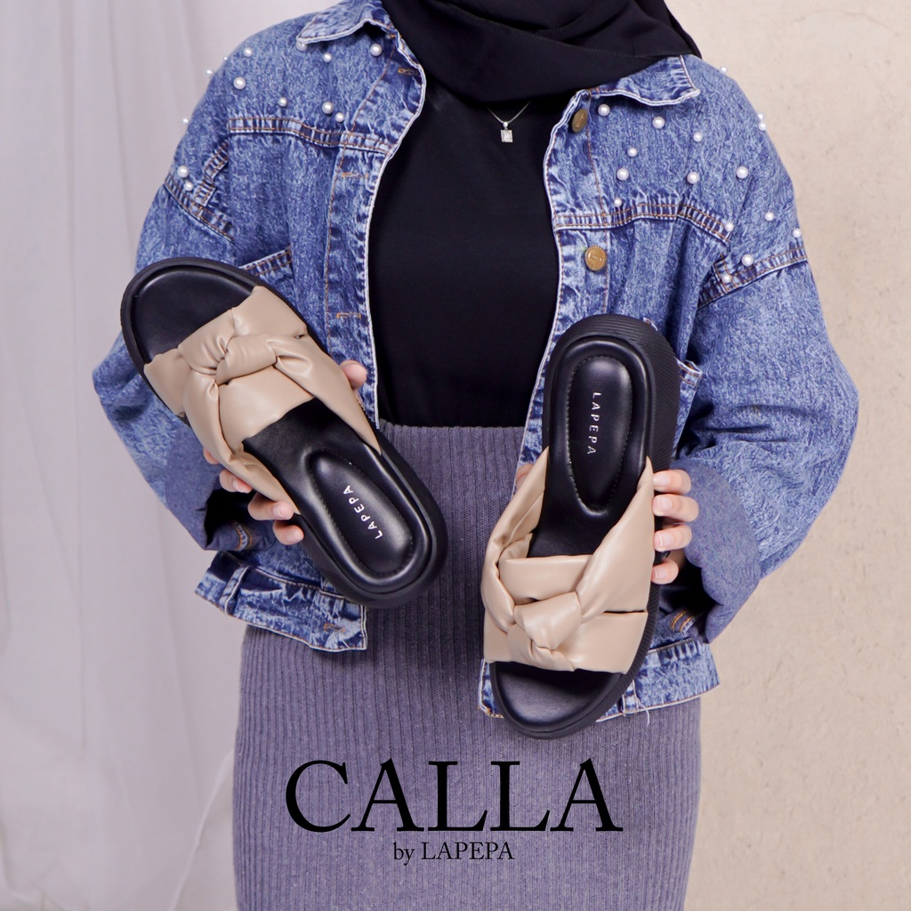 AVLINSTORE - tipe CALLA Sandal Wanita Wedges Sendal Cewek Platform Hak Tinggi 3cm Model Pita Silang Unik Lucu