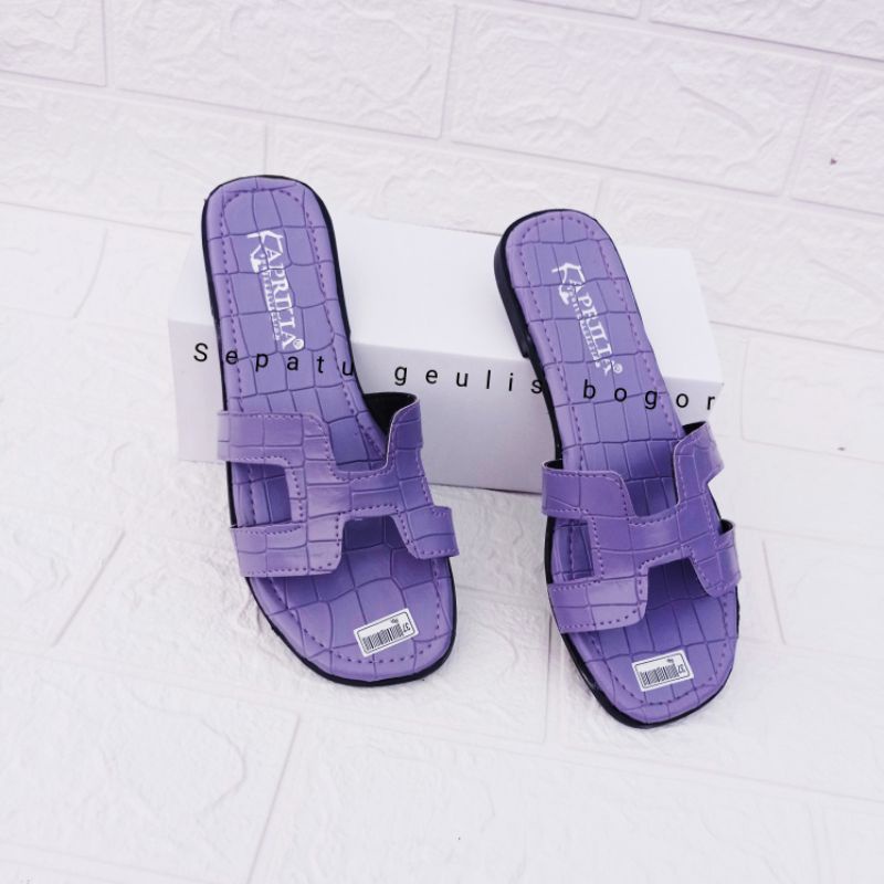 sandal teplek wanita kekinian/sendal selop wanita remaja terbaru bahan croco ermes/sandal rumah/cod