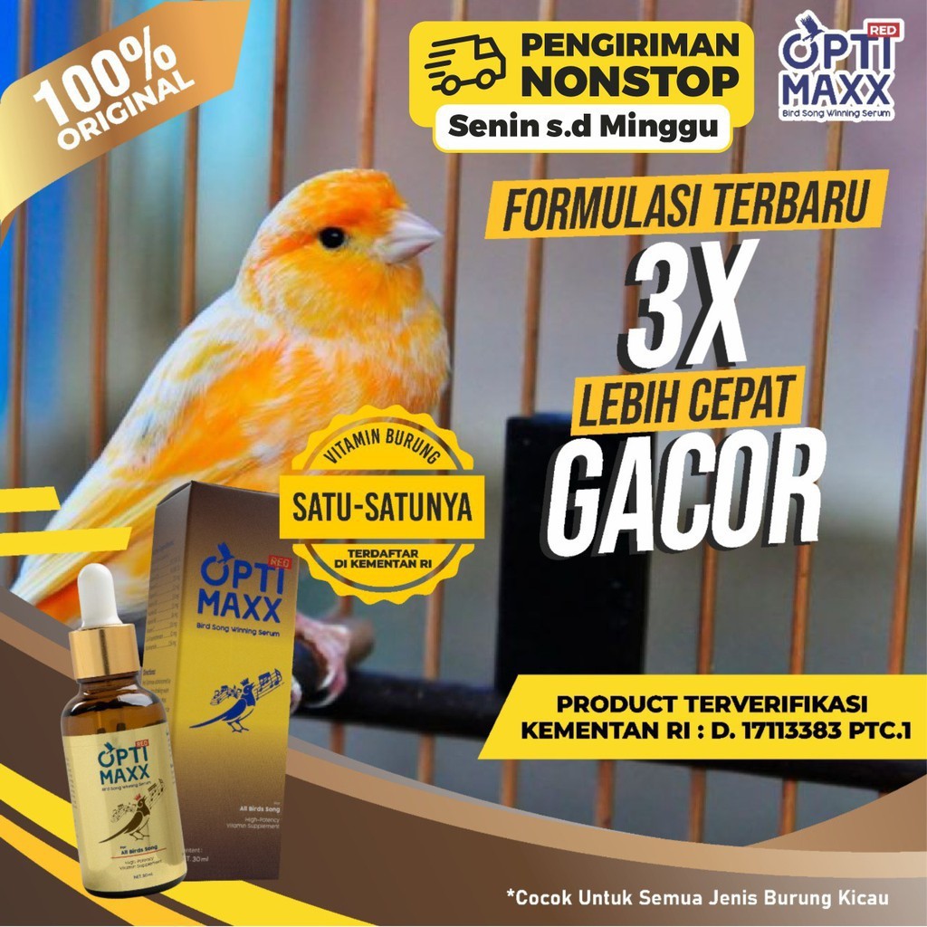 OPTIMAXX OBAT VITAMIN TETES BURUNG KICAU LOVEBIRD KACER JALAK SUARA GACOR DIGANTANGAN ATP / KANDANG