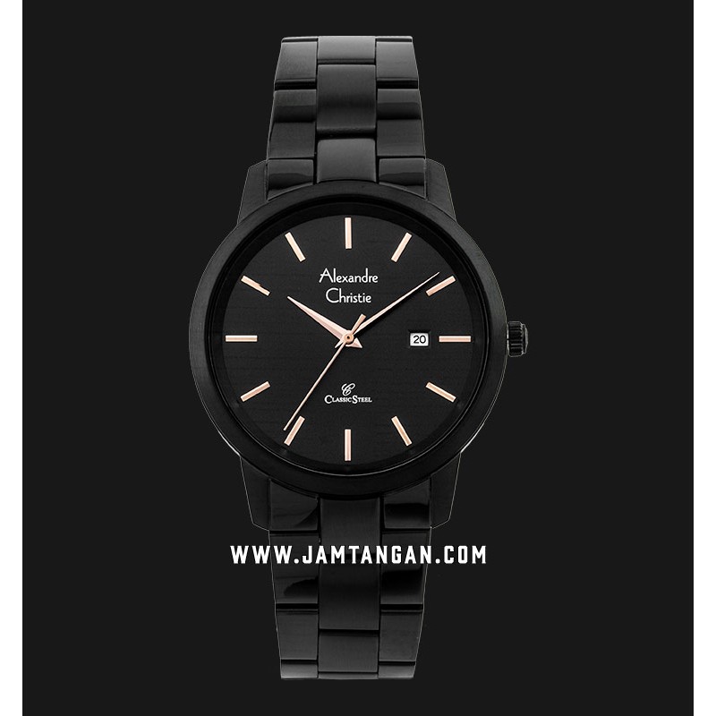 Alexandre Christie AC 8645 MDBIPBARG Man Black Dial Black Stainless Steel Strap