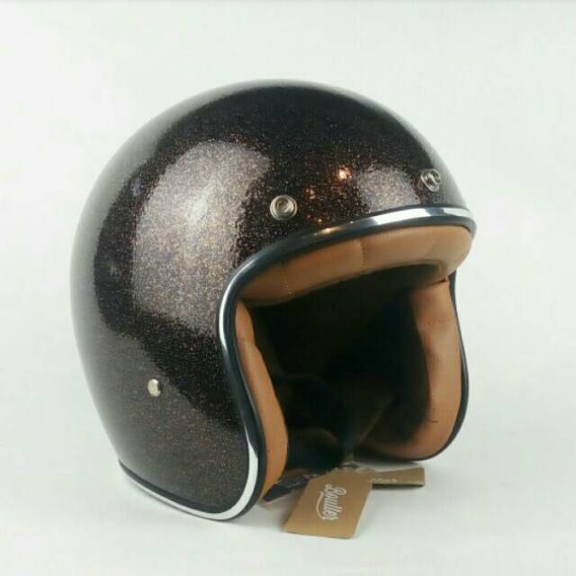 Helm Motor Retro Boulter Cola Flake  (Padding Kulit Asli)