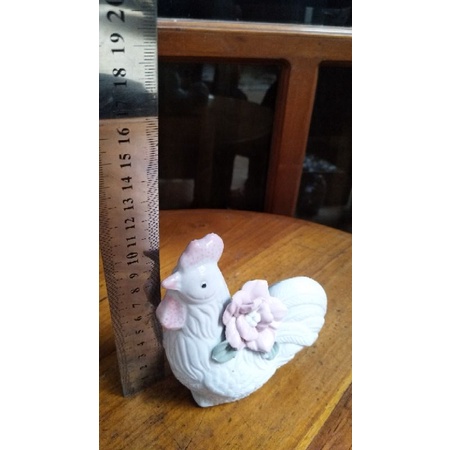 keramik hias meja/keramik ayam dan bunga/keramik lucu/guci antik/pajangan lucu