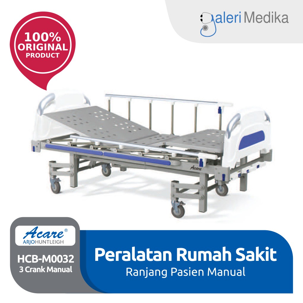 Ranjang Pasien Acare HCB-M0032 Hospital Bed 3 Crank Manual - Ranjang Rumah Sakit