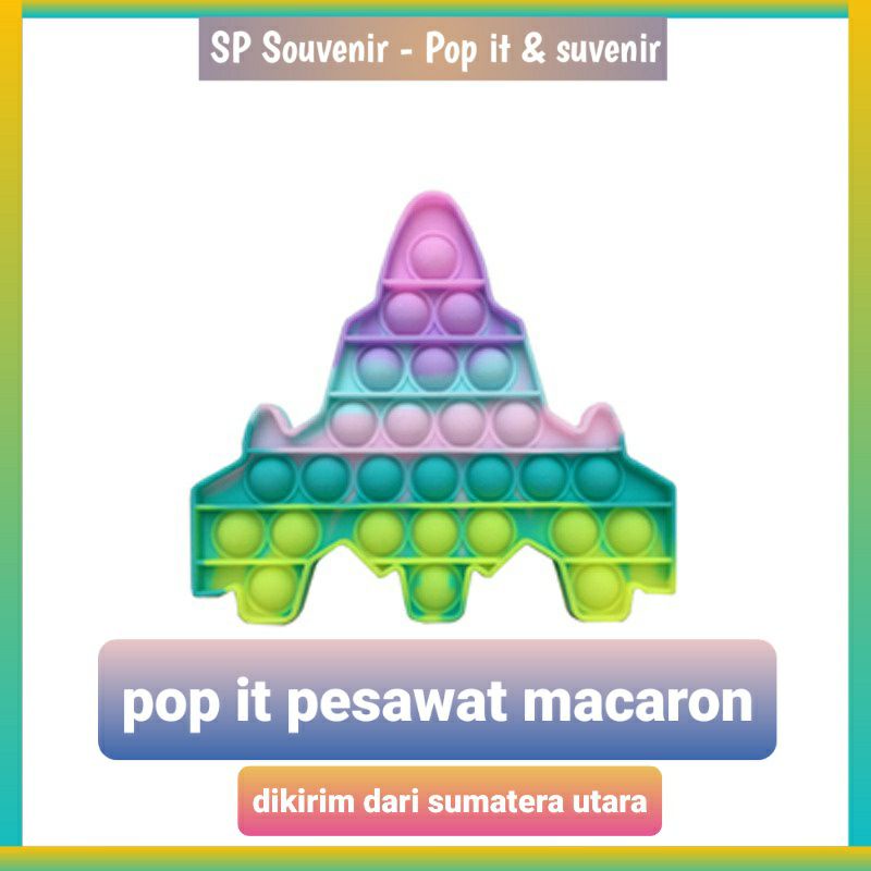 Pop It Kaki Rainbow & Pesawat Macaron Popit Airplane Pesawat Terbang Makaron-1