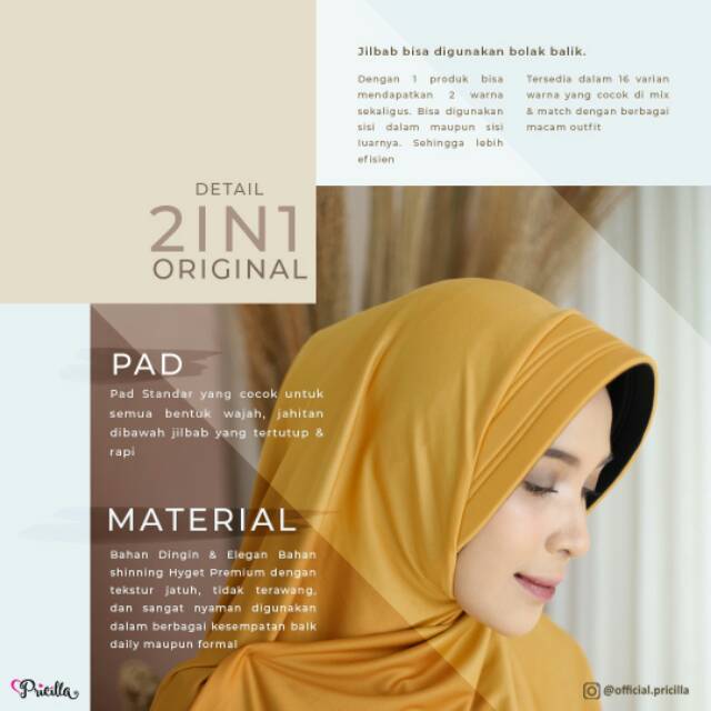 JILBAB INSTAN BOLAK BALIK PRICILLA ORIGINAL PAD-8