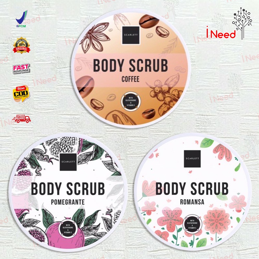 (INEED) ( RA/POM/COFFEE) BODY SCRUB SCARLETT ROMANSA /POMEGRANTE - SCARLETT ROMANSA &amp; POMEGRANTE LULUR SCRUB