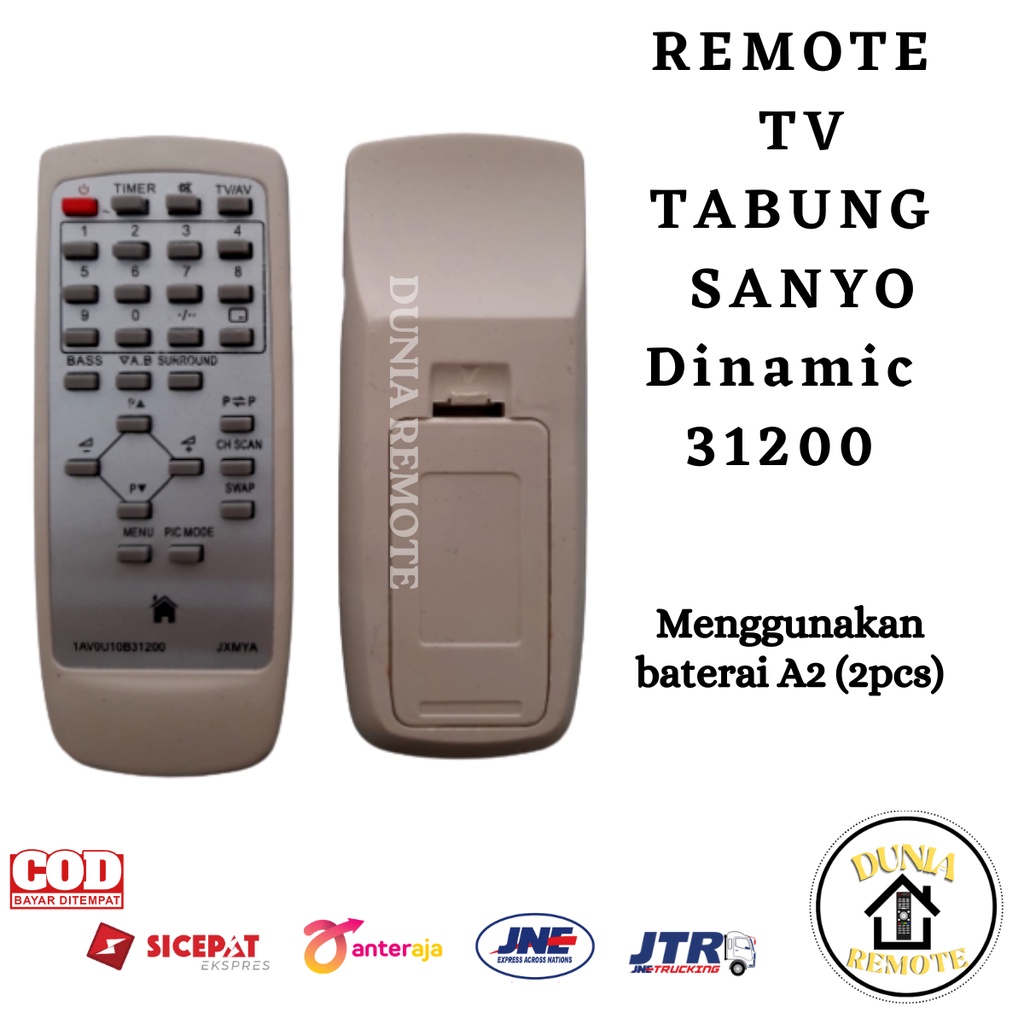 Remot / Remote Sanyo TV Tabung SLIM FLAT FUJITEC JXP , 31200 tanpa setting