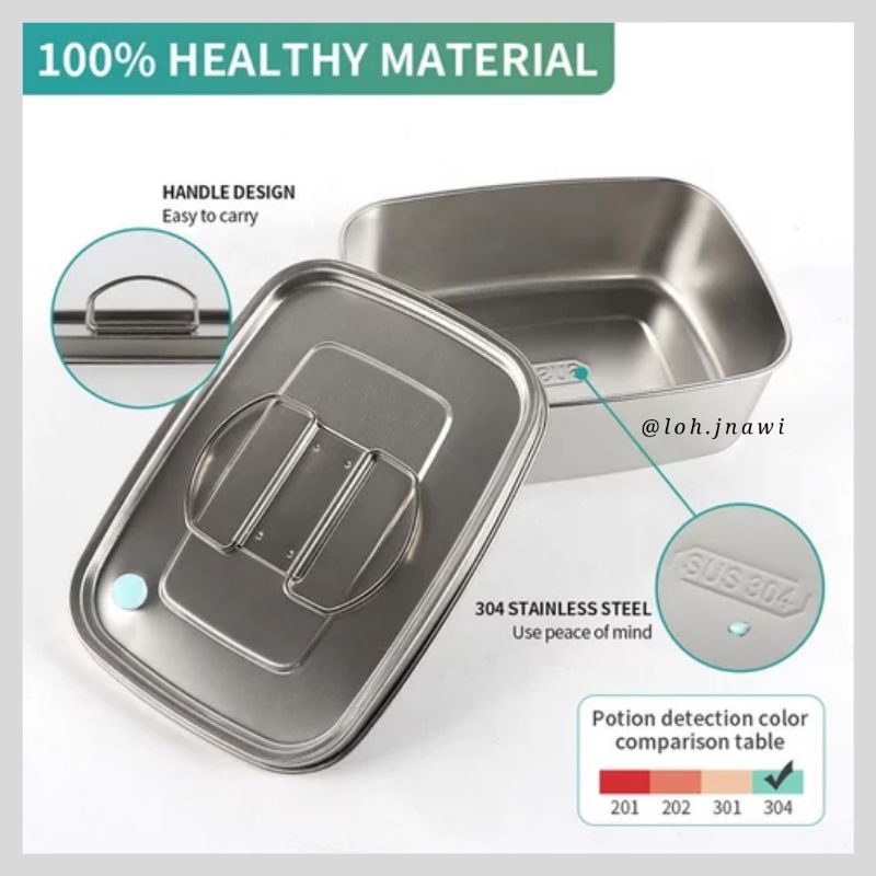 Lunch Box Stainless Steel 1500 ml 2 Layers 4 Parts Premium