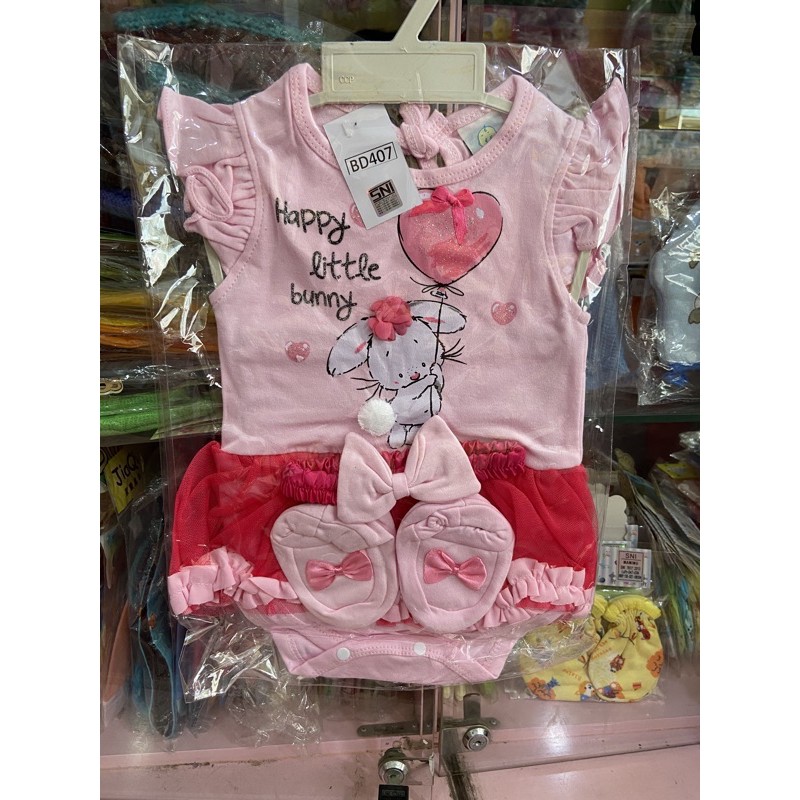 ❤ Baby Fashion ❤ 4in1 SET JUMPER TUTU + BANDANA + SEPATU PEREMPUAN 3-12BLN / BABY GIRL TILE SET