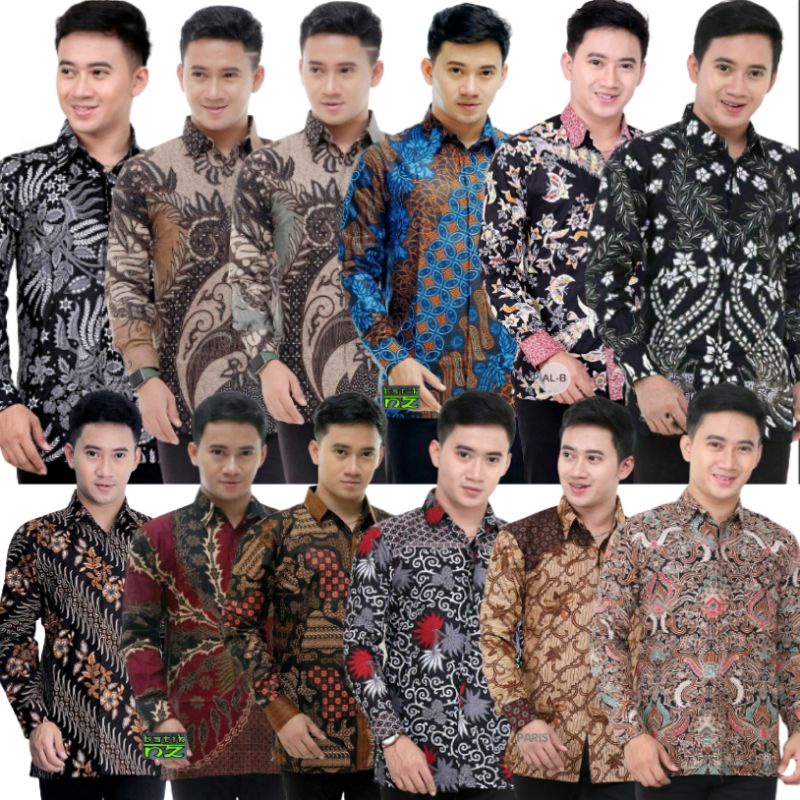 022 Zahira Batik HRB026 Kenongo Hem Kemeja Batik Pria Lengan Panjang  Katun Primis Halus M L XL XXL