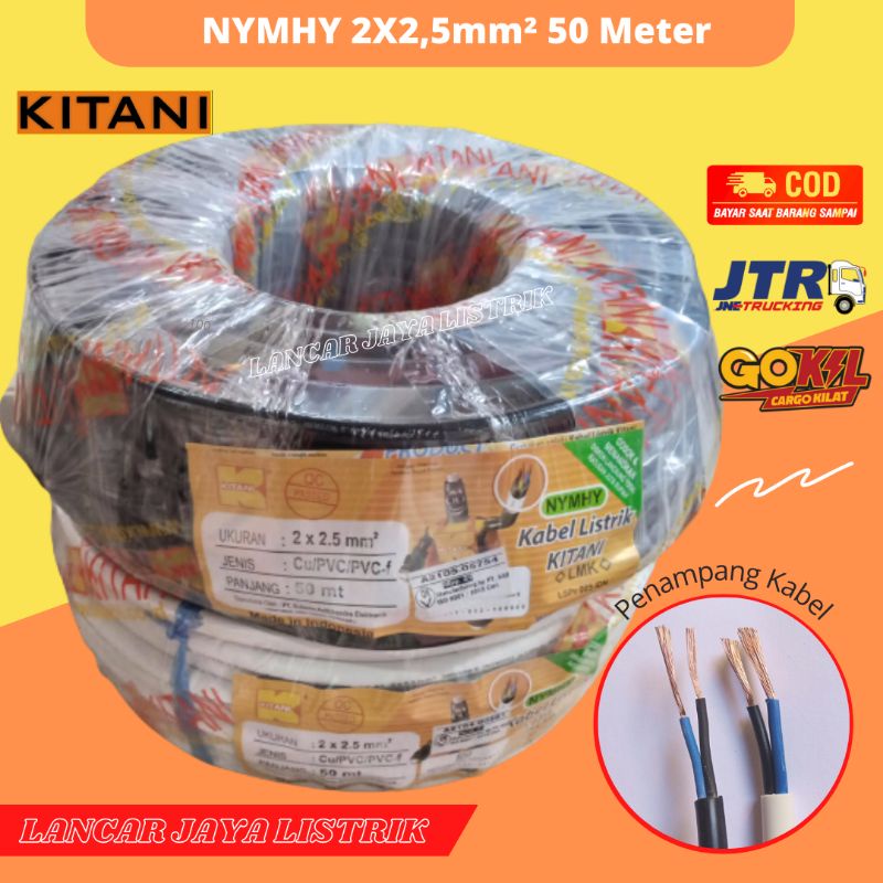 Kabel Serabut NYMHY 2x2,5 mm² Kitani Panjang 100 Meter Kabel Sound System 2x2.5