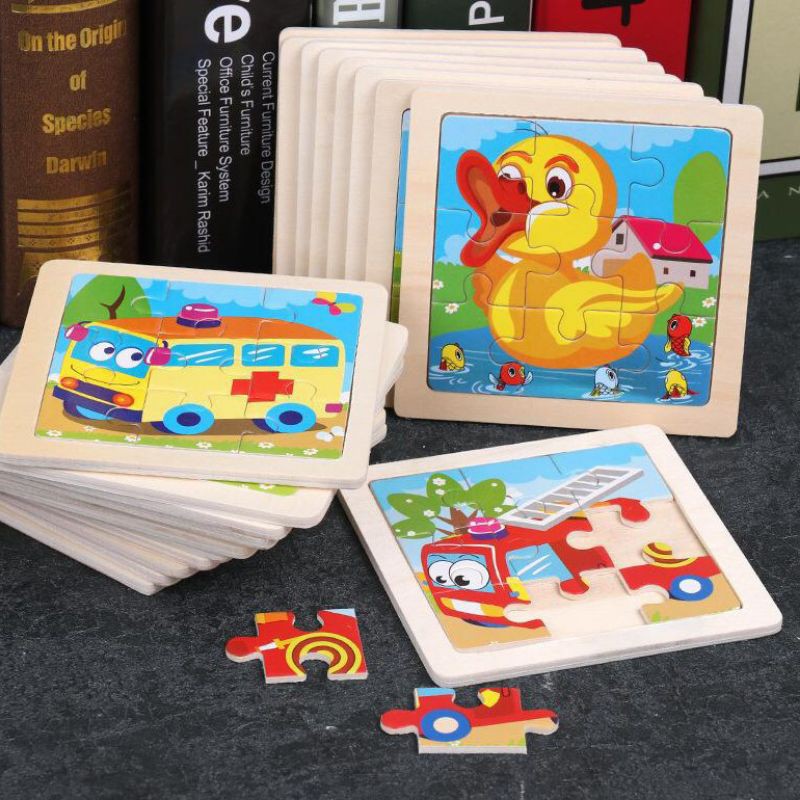 mainan edukasi puzzle zigsaw wooden animal puzzle wooden animal bebek panda kura kura
