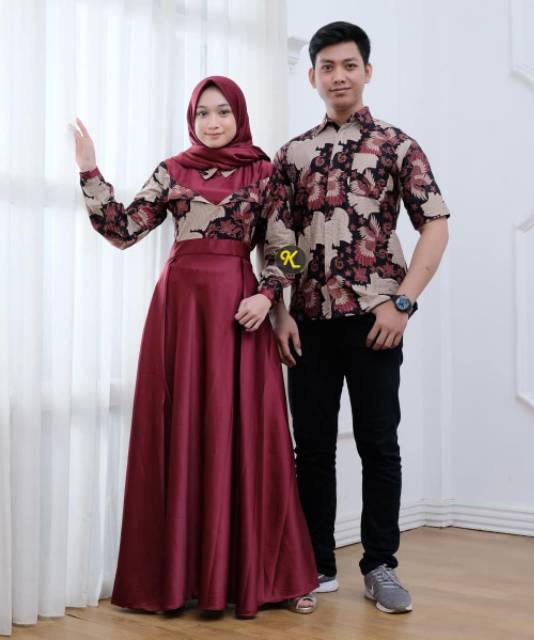 COUPLE GAMIS BATIK PUTRI MALU ,COUPLE BATIK