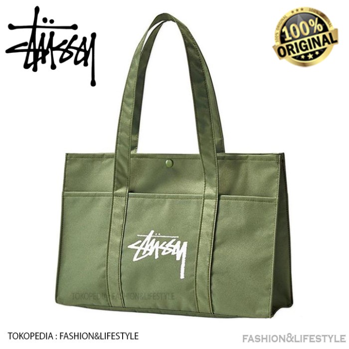 Terlaris Stussy Military Green Tote Bag 100% Original Stussy from Japan
