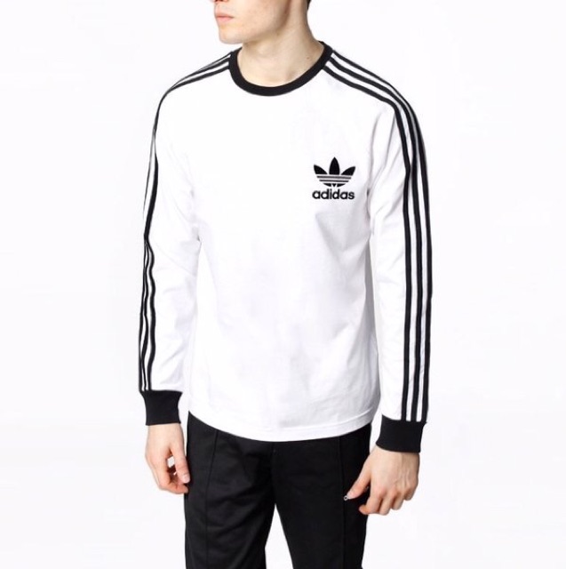 KAOS ADIDAS LENGAN PANJANG 3 STRIPE - PUTIH