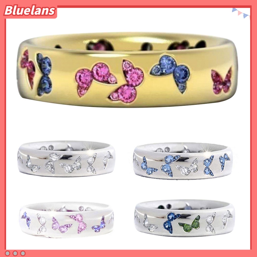 Bluelans Fashion Women Butterfly Cubic Zirconia Inlaid Finger Ring Wedding Party Jewelry